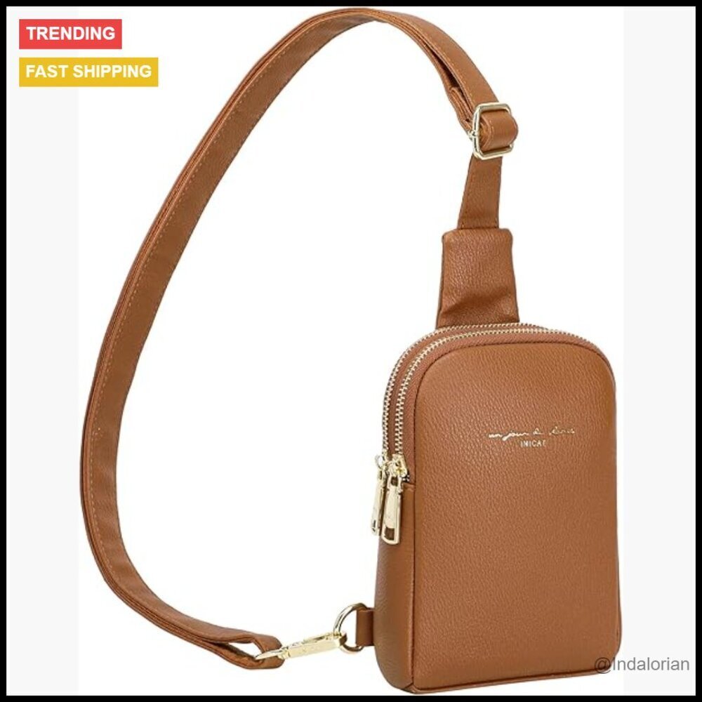 Small Sling Bag Vegan Leather Crossbody Everyday Travel Lightweight Adjustable